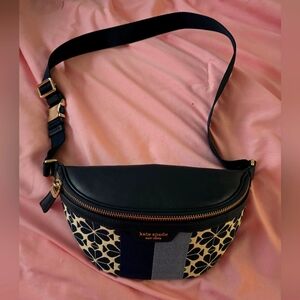 Authentic Kate Spade NY Flower Jacquard Stripe Medium Belt Bag